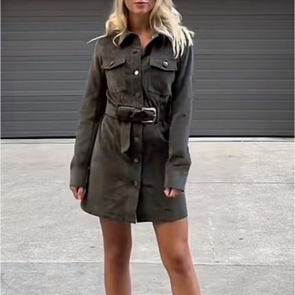 House of Harlow 1960 Dresses & Skirts - NWT House Of Harlow Belted Shirt Dress Green Size XS